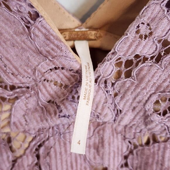 EUC Free People Dangerous Love Sleeveless Lace Mini Dress Wisteria Size 4 - Picture 3 of 16